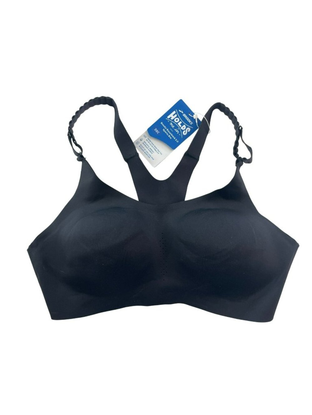 Brooks Racerback 2.0 Sports Bra Black Adjustable Molded Women's Size 38C $75 NWT